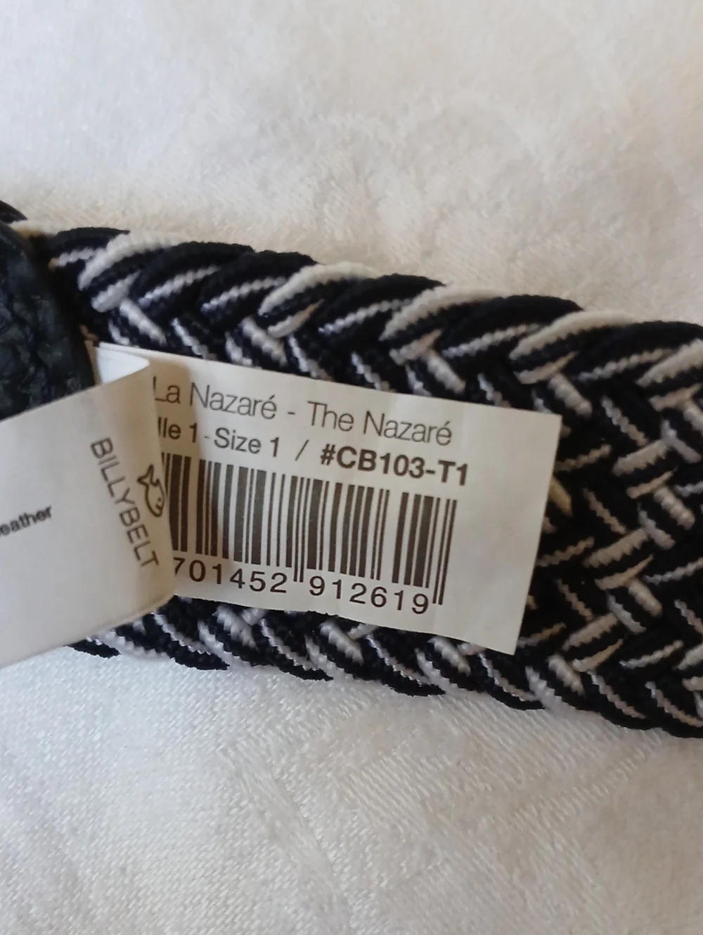 Billybelt Nazare Elastic Braided Woven Belt Size 1 Waist 28-32 Blue White Black
